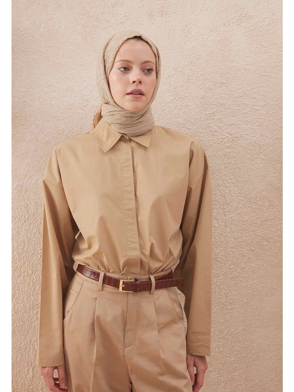 Vual Crash Şal Bej-2