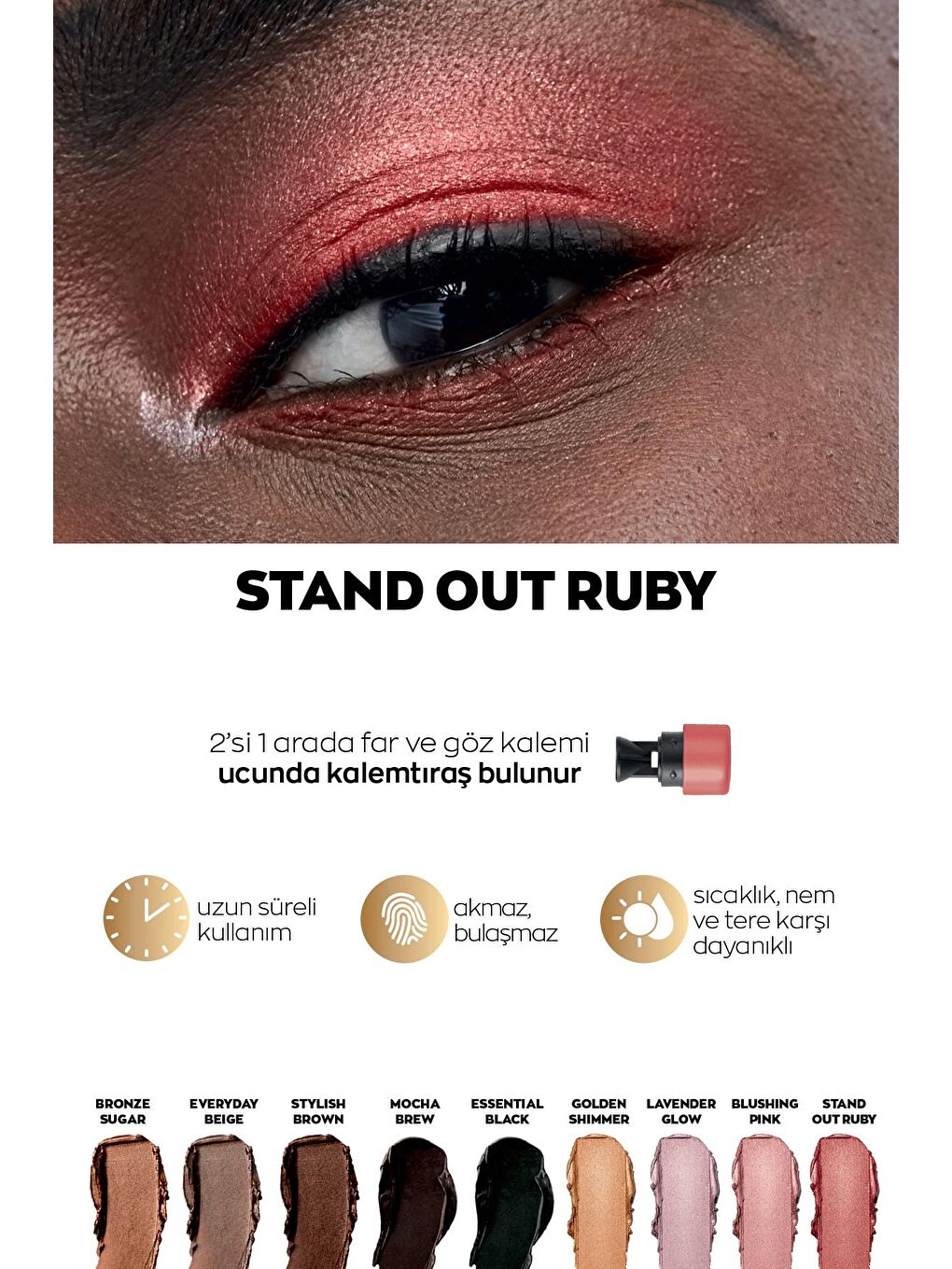 AVON Renksiz Power Stay Shadow Stick Kalem Far Stand Out Ruby - 1