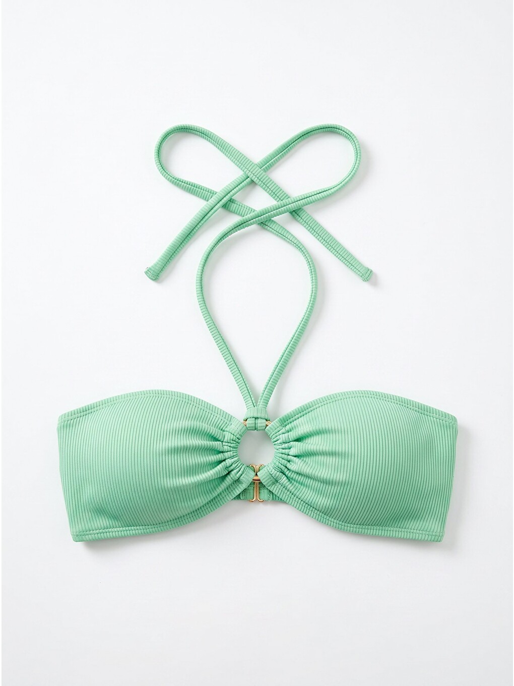 Yeşil Fitilli Straplez Tek Üst Bikini
