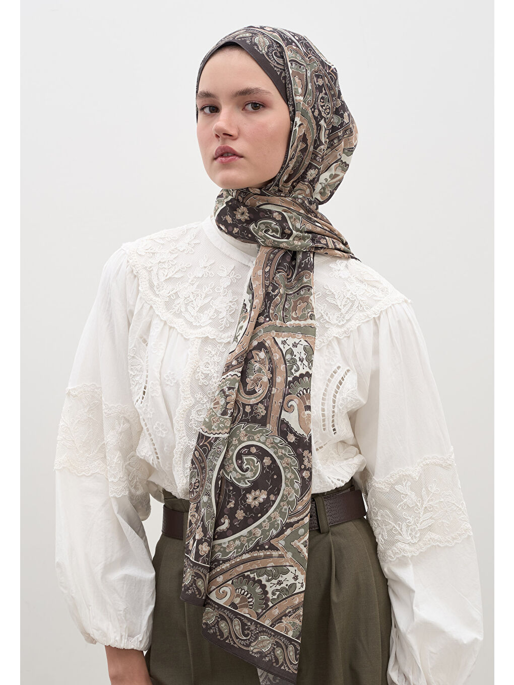 Kahverengi Panthea Desen Şal Kahve