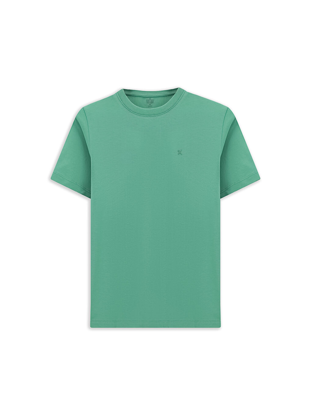 Yeşil Bisiklet Yaka Slim Fit Dar Kesim Süprem Pamuklu Tişört-5