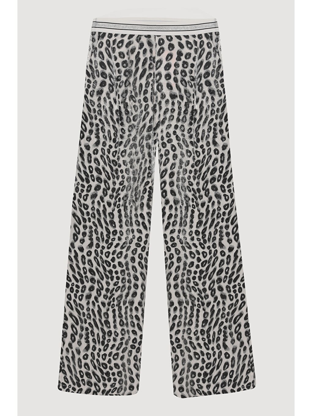 Benek Desenli Bol Paça Pantolon Ekru