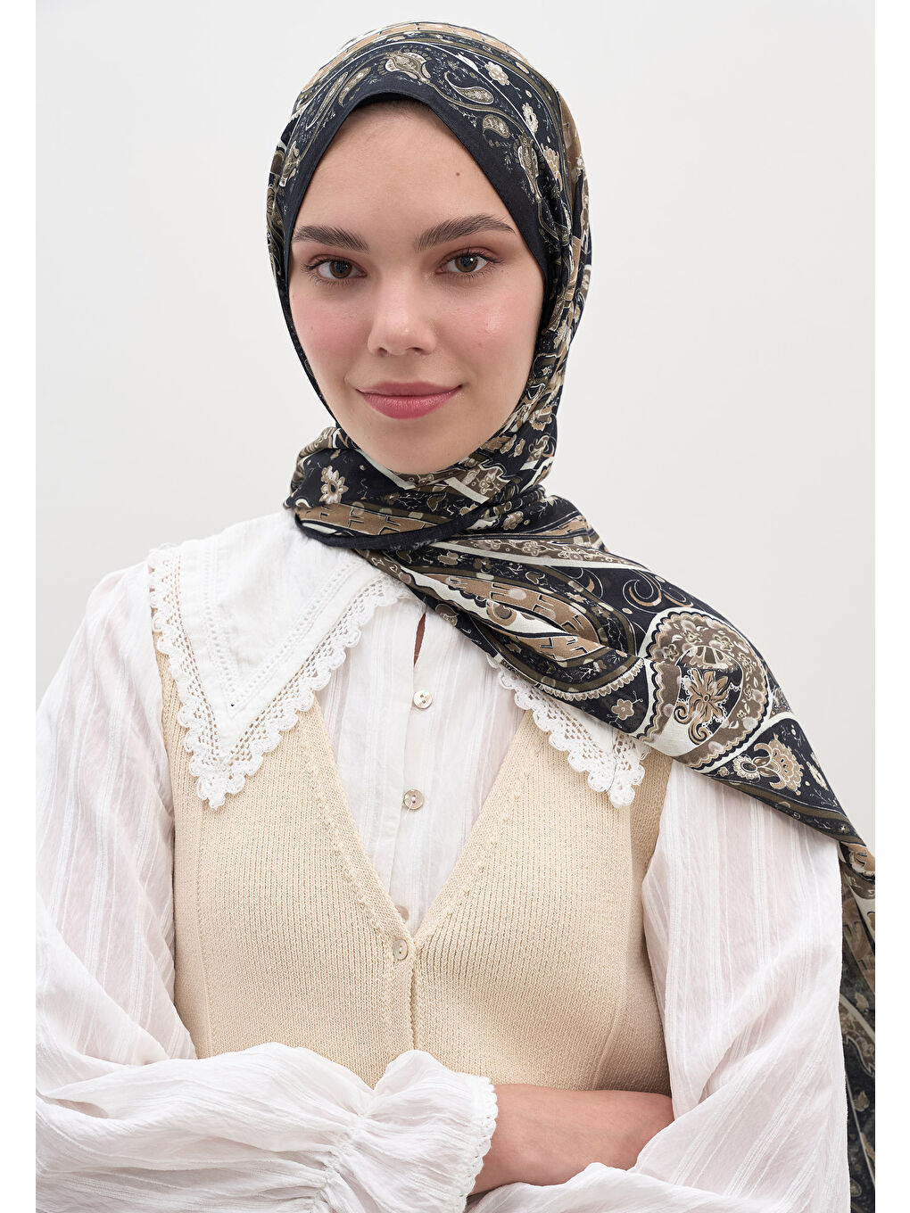 Panthea Desen Şal Siyah-1