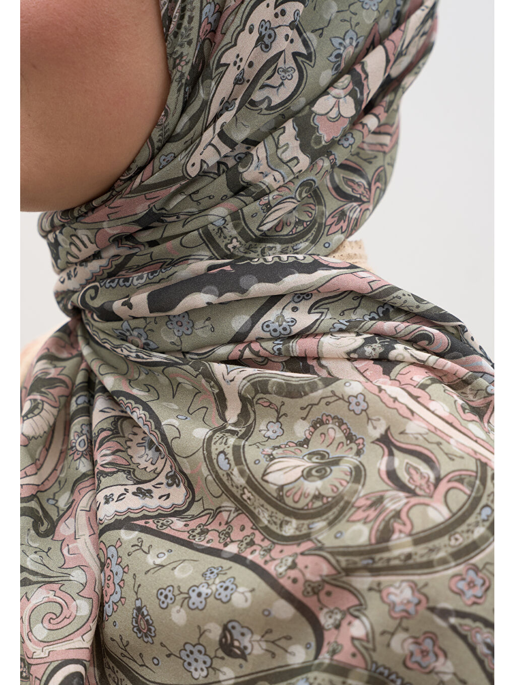 Panthea Desen Şal Soft Yeşil-1