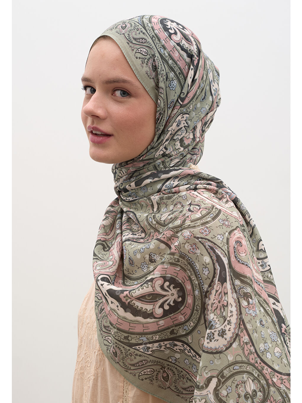 Panthea Desen Şal Soft Yeşil-3