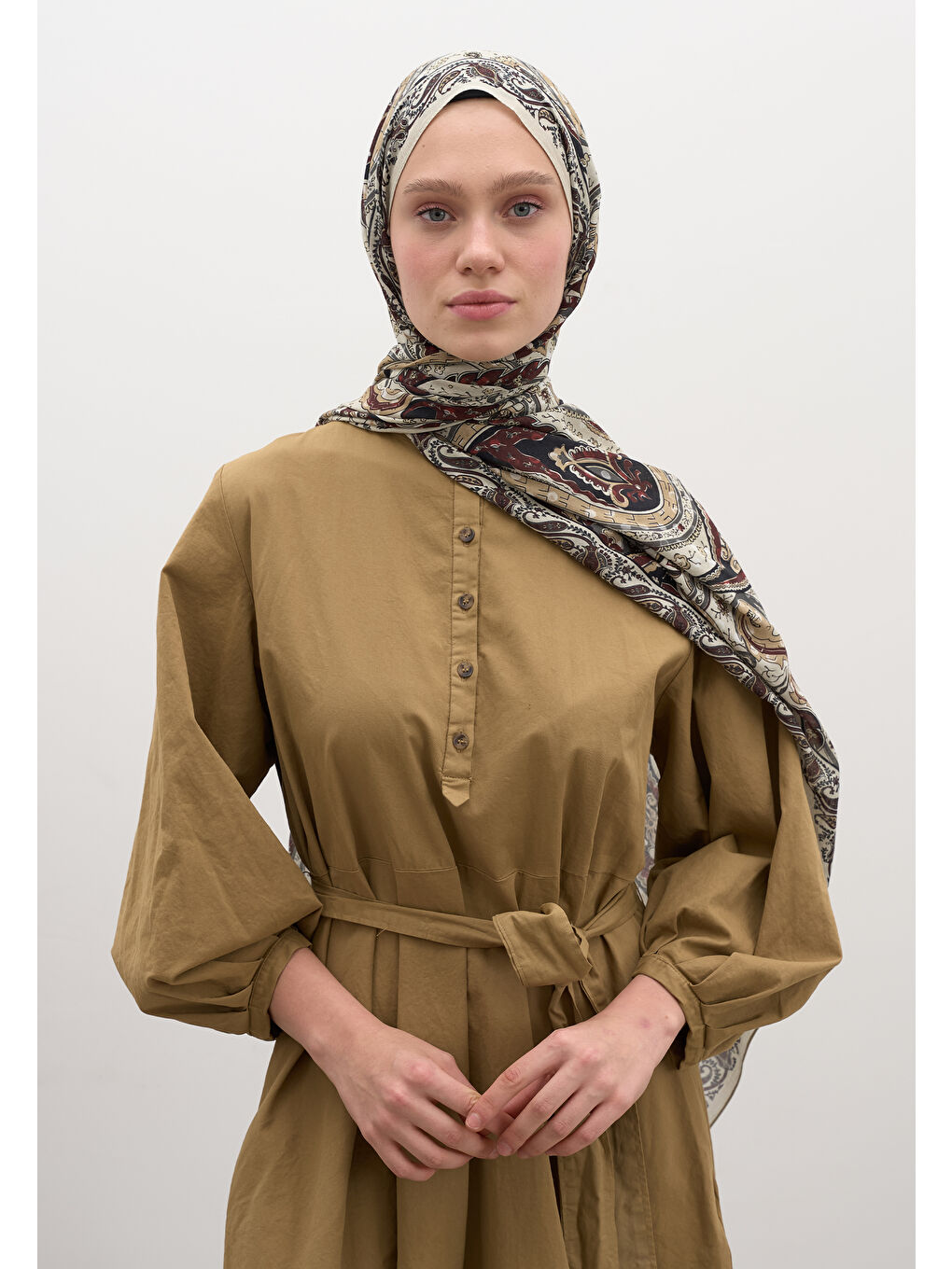 Panthea Desen Şal Bej-1