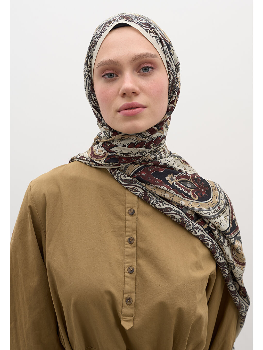 Panthea Desen Şal Bej-2