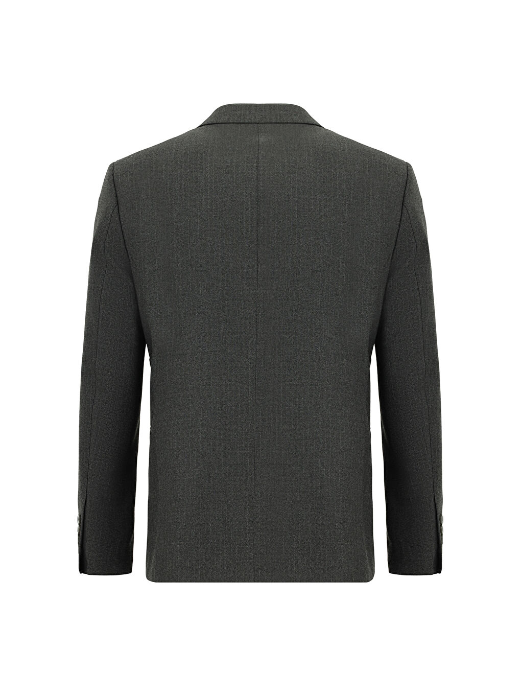 Gri Regular Fit Çizgili Kruvaze Takım Elbise-2