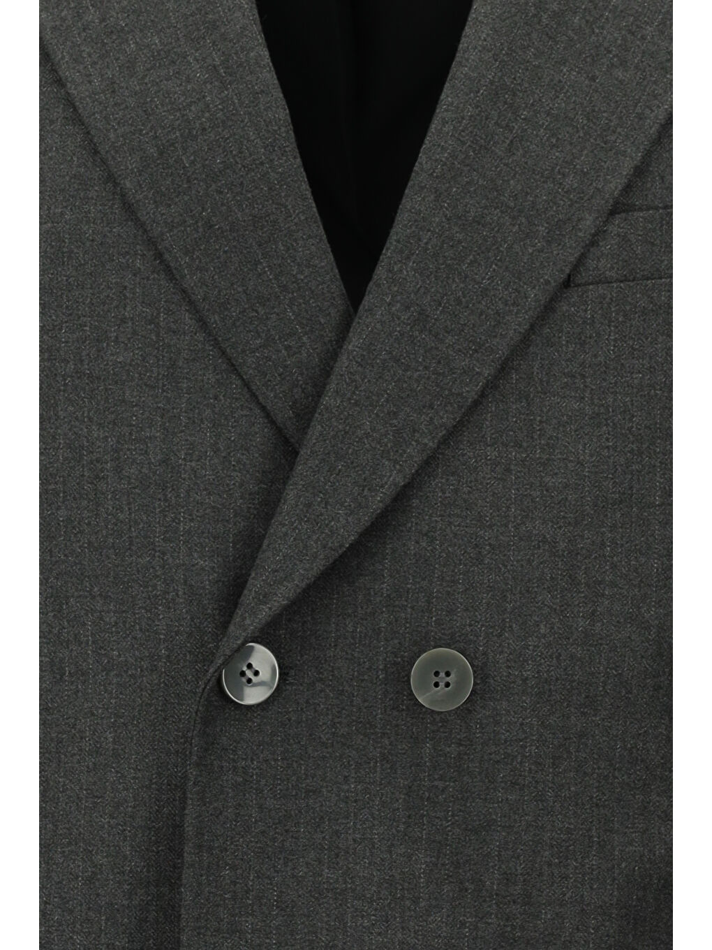 Gri Regular Fit Çizgili Kruvaze Takım Elbise-3