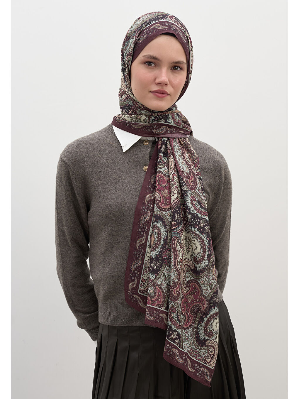 Avery Desen Şal Mürdüm-2