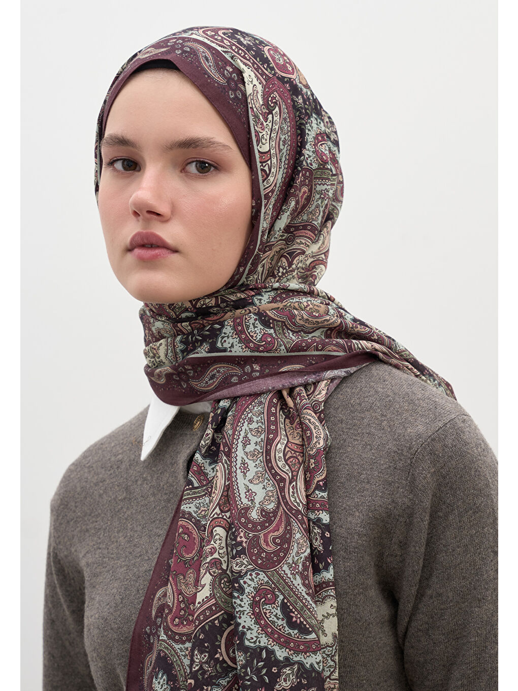 Avery Desen Şal Mürdüm-3