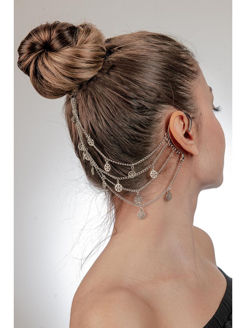 Gri Regal Küpe Ear Cuff