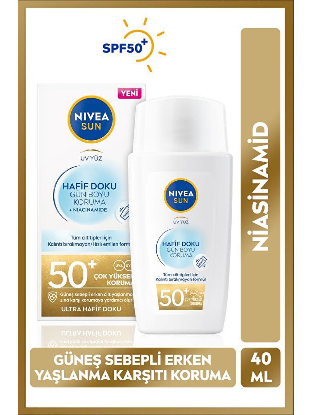 NIVEA Şeffaf SUN Hafif Dokulu Güneş Koruyucu Yüz Kremi 40 ml SPF 50+