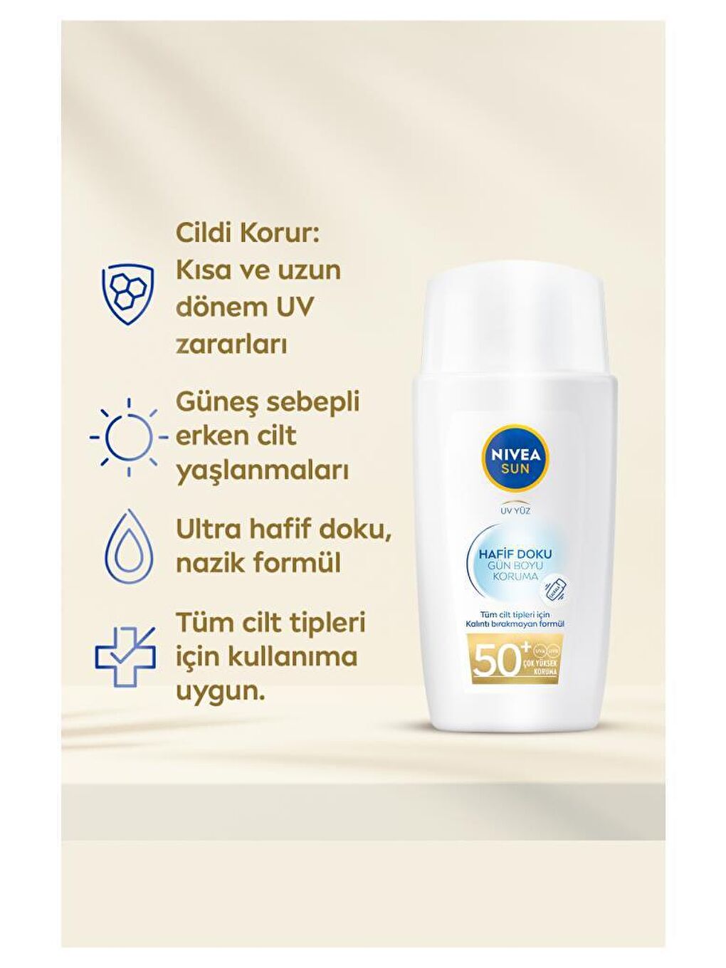 NIVEA Şeffaf SUN Hafif Dokulu Güneş Koruyucu Yüz Kremi 40 ml SPF 50+ - 3