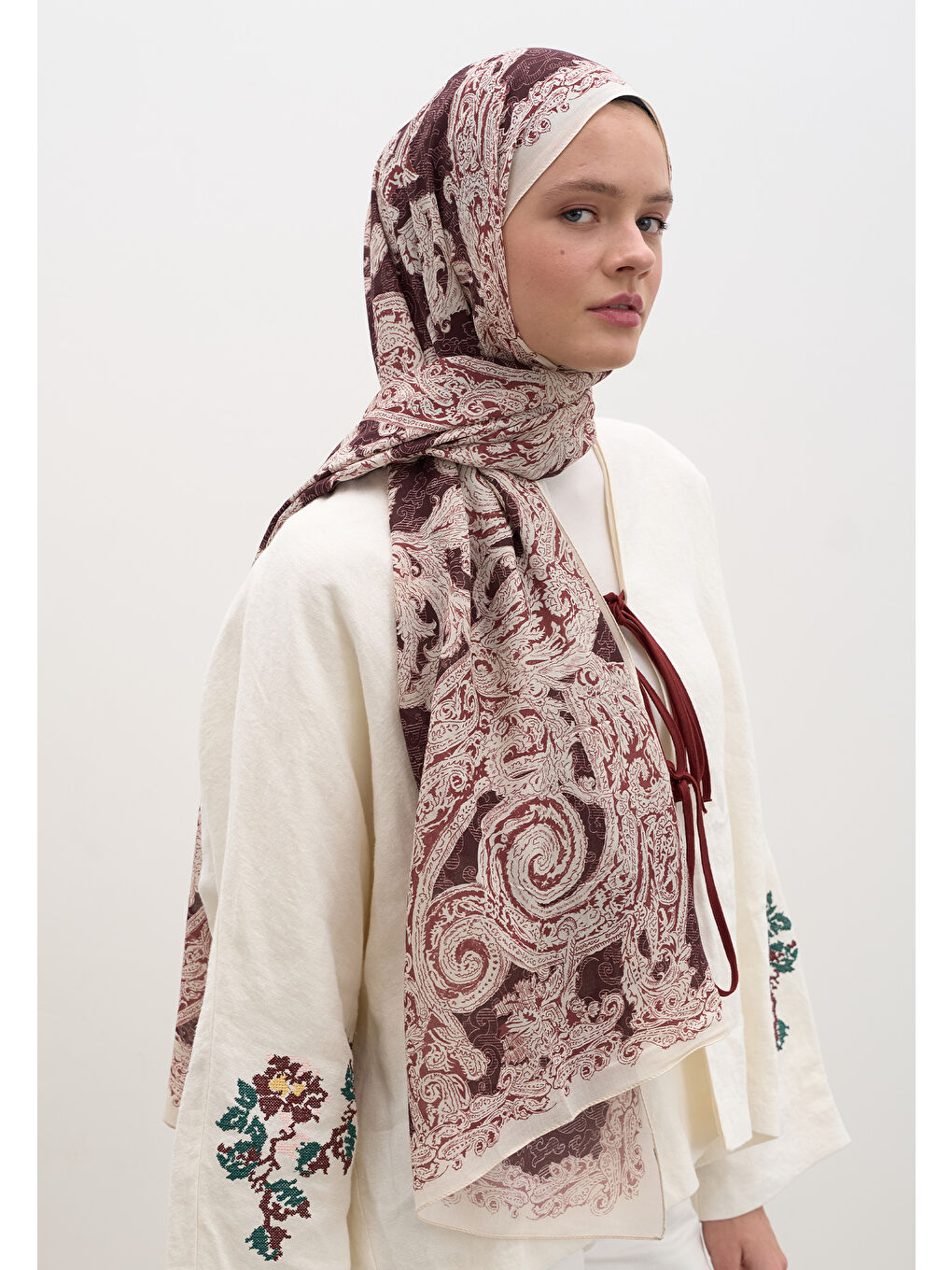 Wıld Paısley Desen Şal Bordo