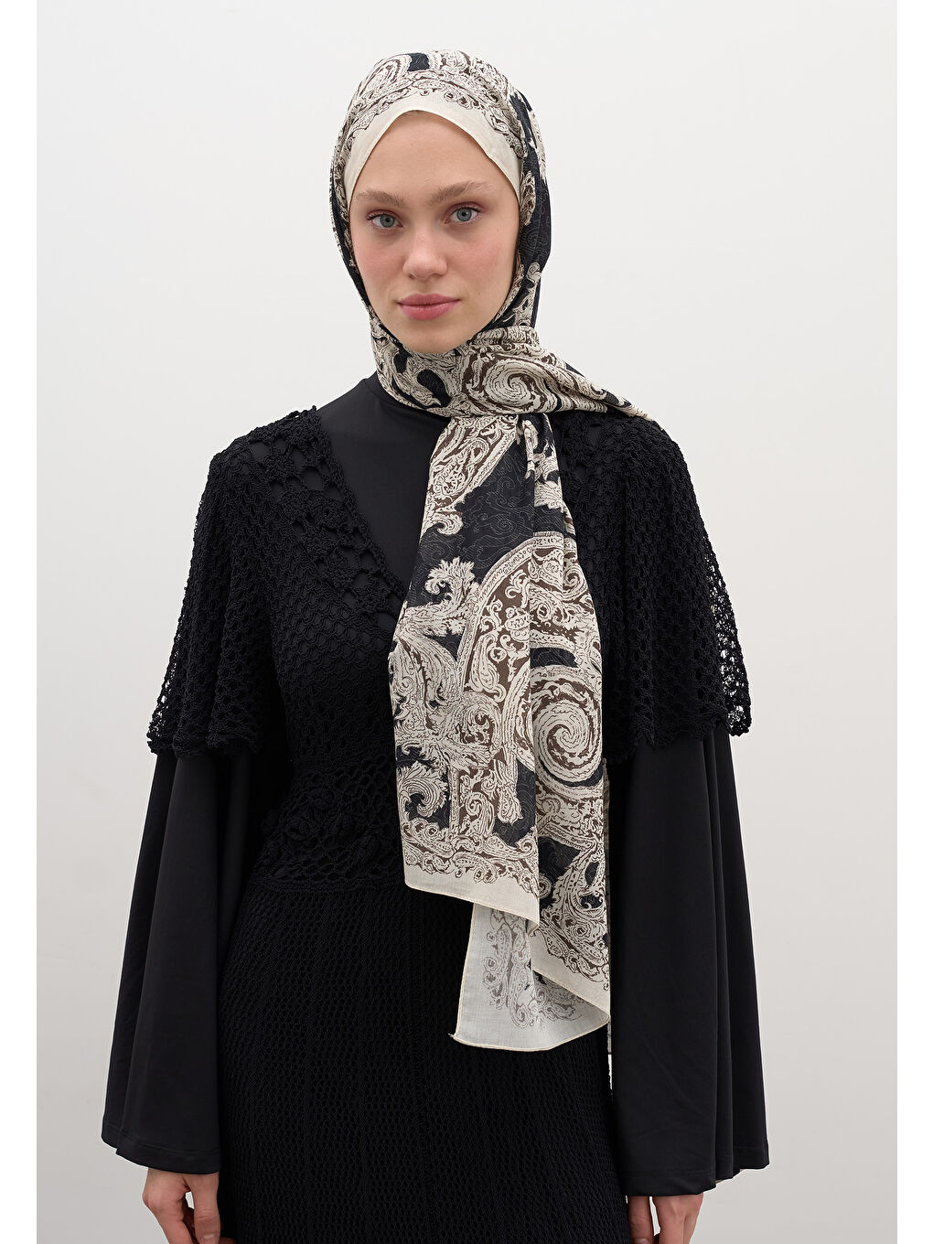 Wıld Paısley Desen Şal Siyah-3