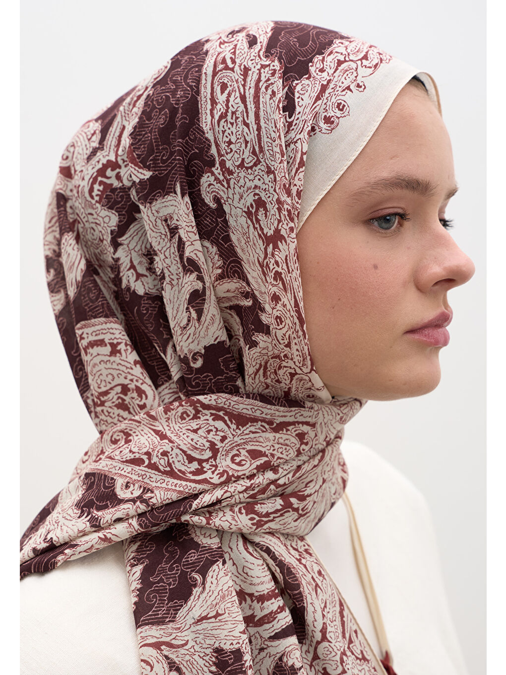 Wıld Paısley Desen Şal Bordo-2