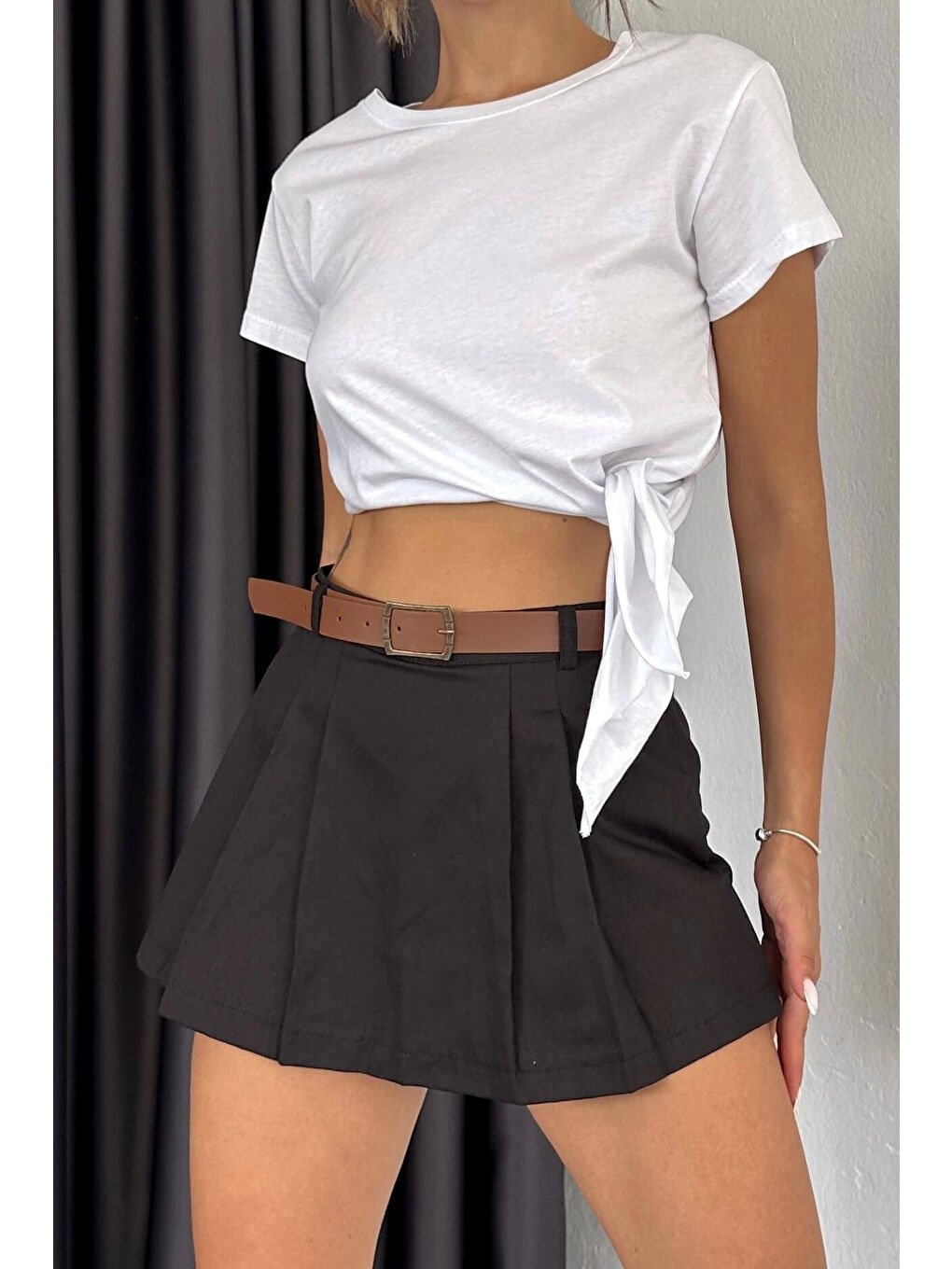 Kadın Siyah-kahve Şortlu Etek 0999-22100