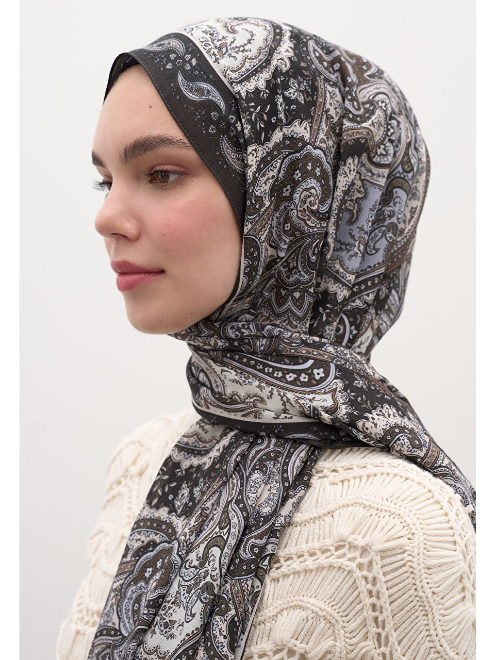 Kahverengi Avery Desen Şal Tozlu Kahve-3