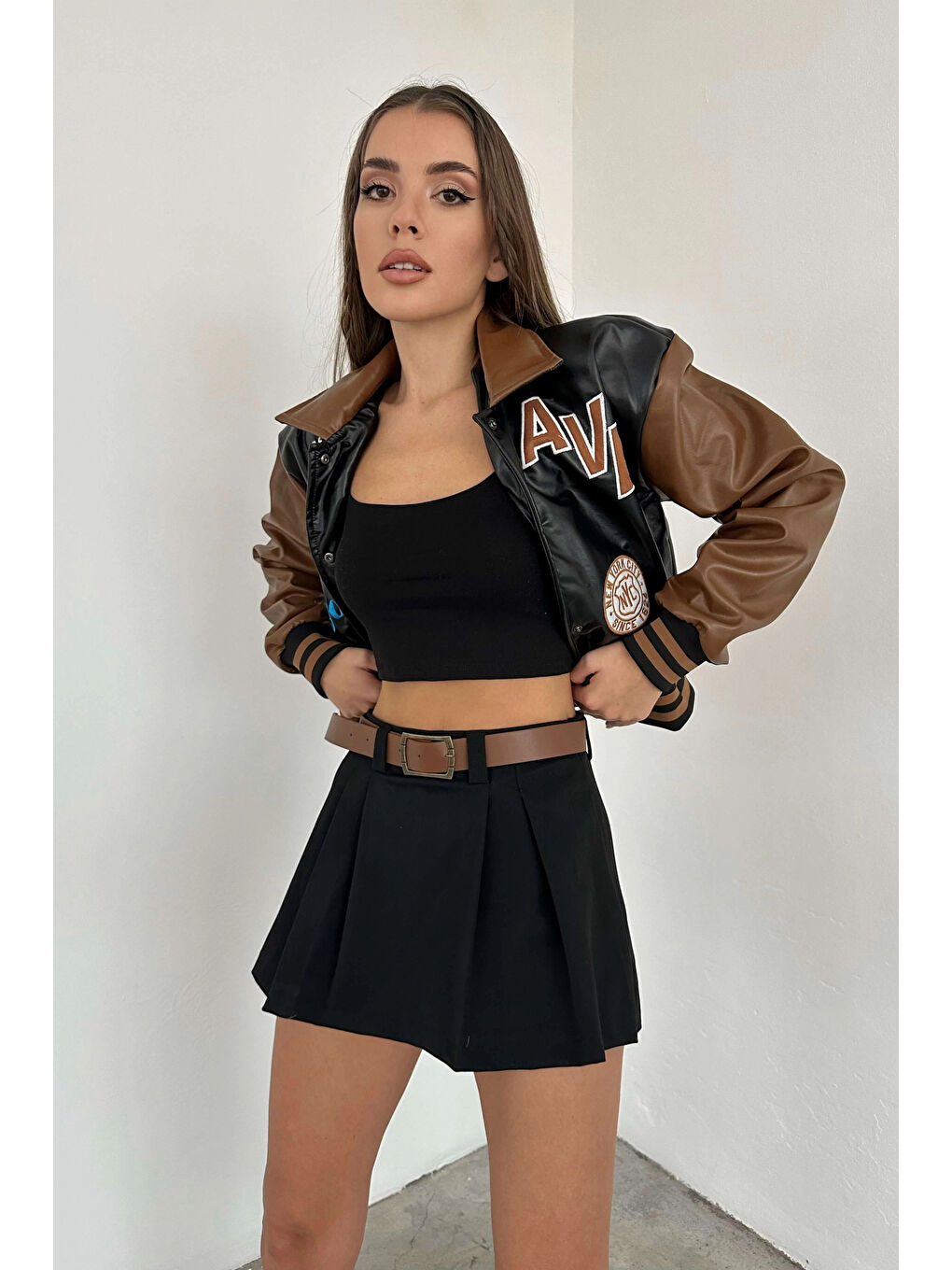 Kadın Siyah-kahve Şortlu Etek 0999-22100-3