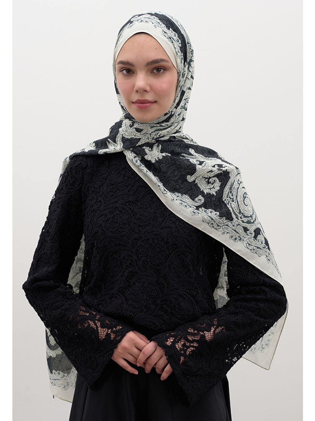 Wıld Paısley Desen Şal Lacivert