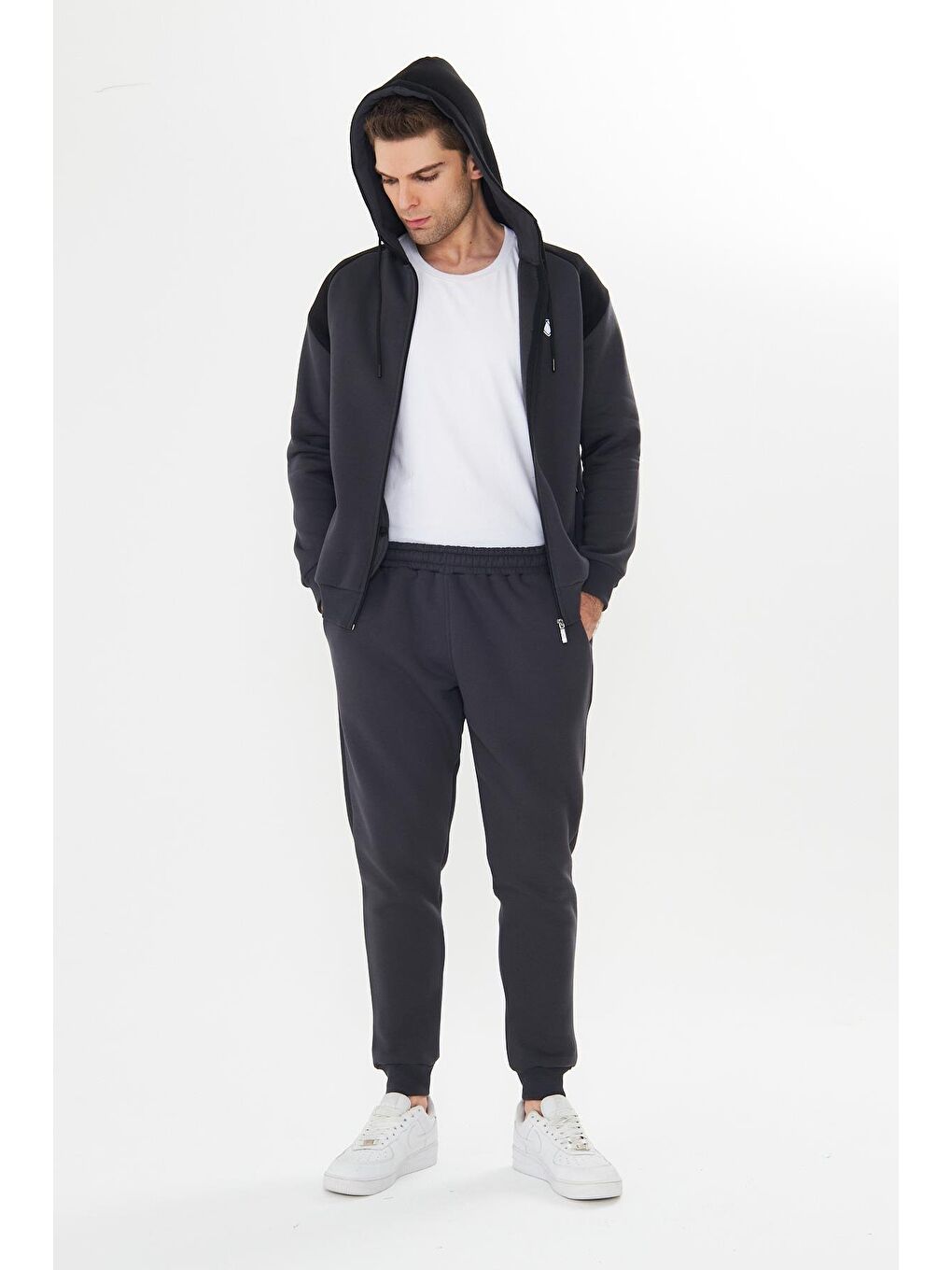 Antrasit Şardonlu 3 Iplik Kışlık Eşofman Takımı 5723-A-2