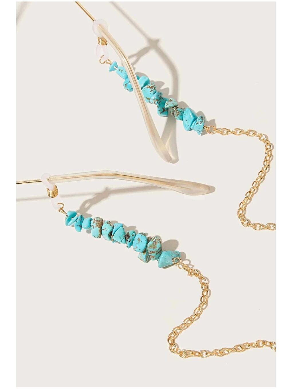 Sarı Turkuaz Doğal Taşlı Zincirli Kadın Gözlük İpi