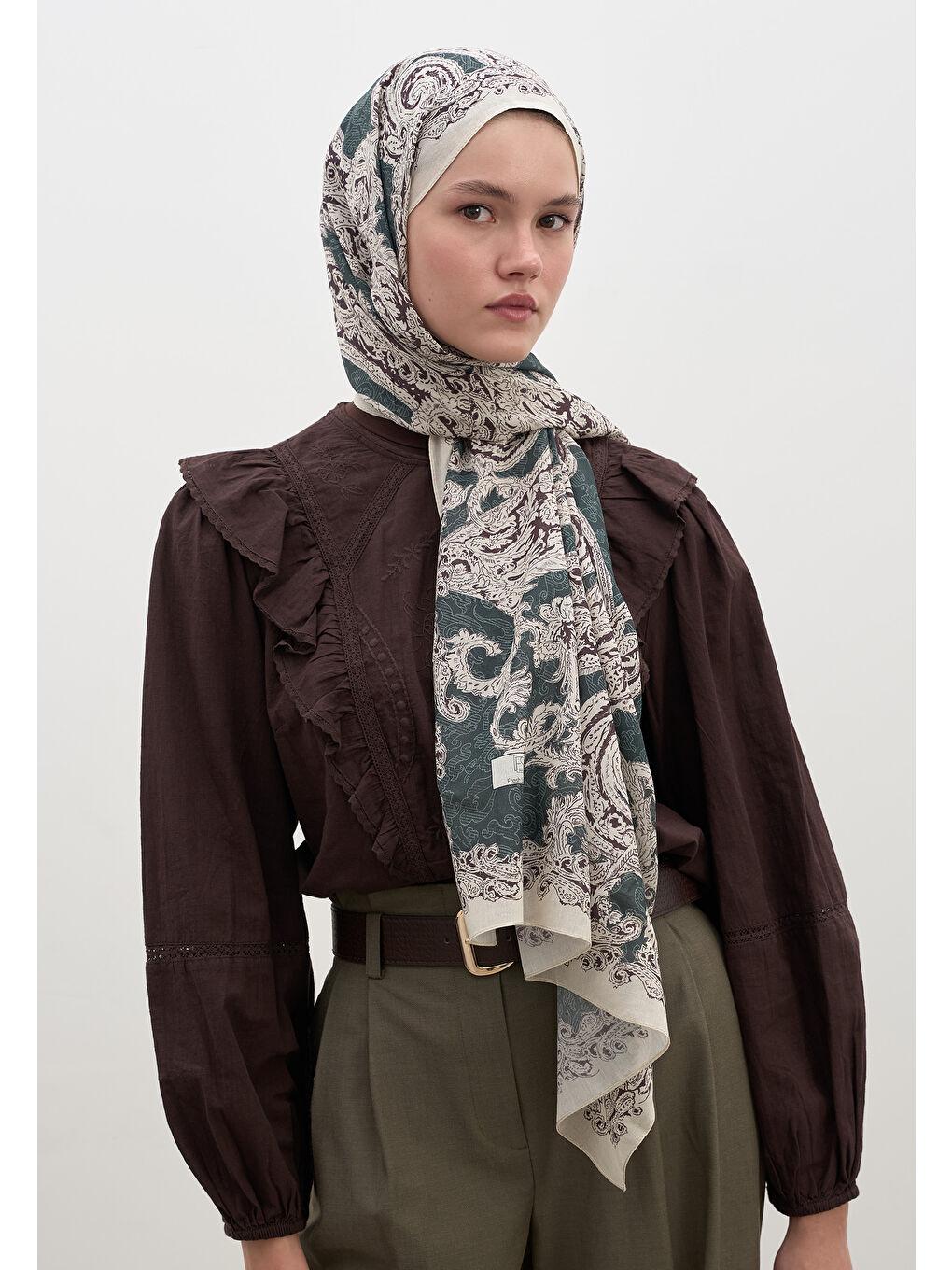 Wıld Paısley Desen Şal Derin Yeşil