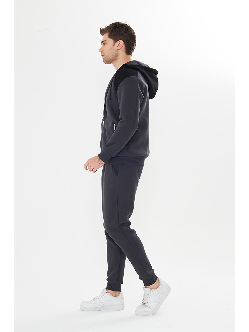 Antrasit Şardonlu 3 Iplik Kışlık Eşofman Takımı 5723-A-3