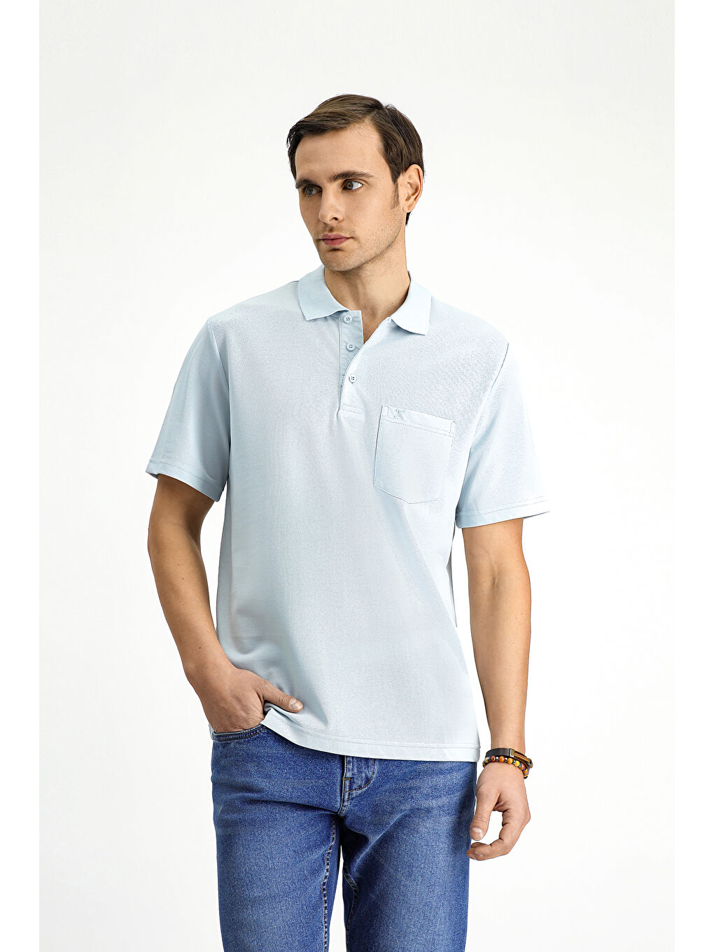 Mavi Regular Fit Pamuklu Nakışlı Polo Yaka Tişört