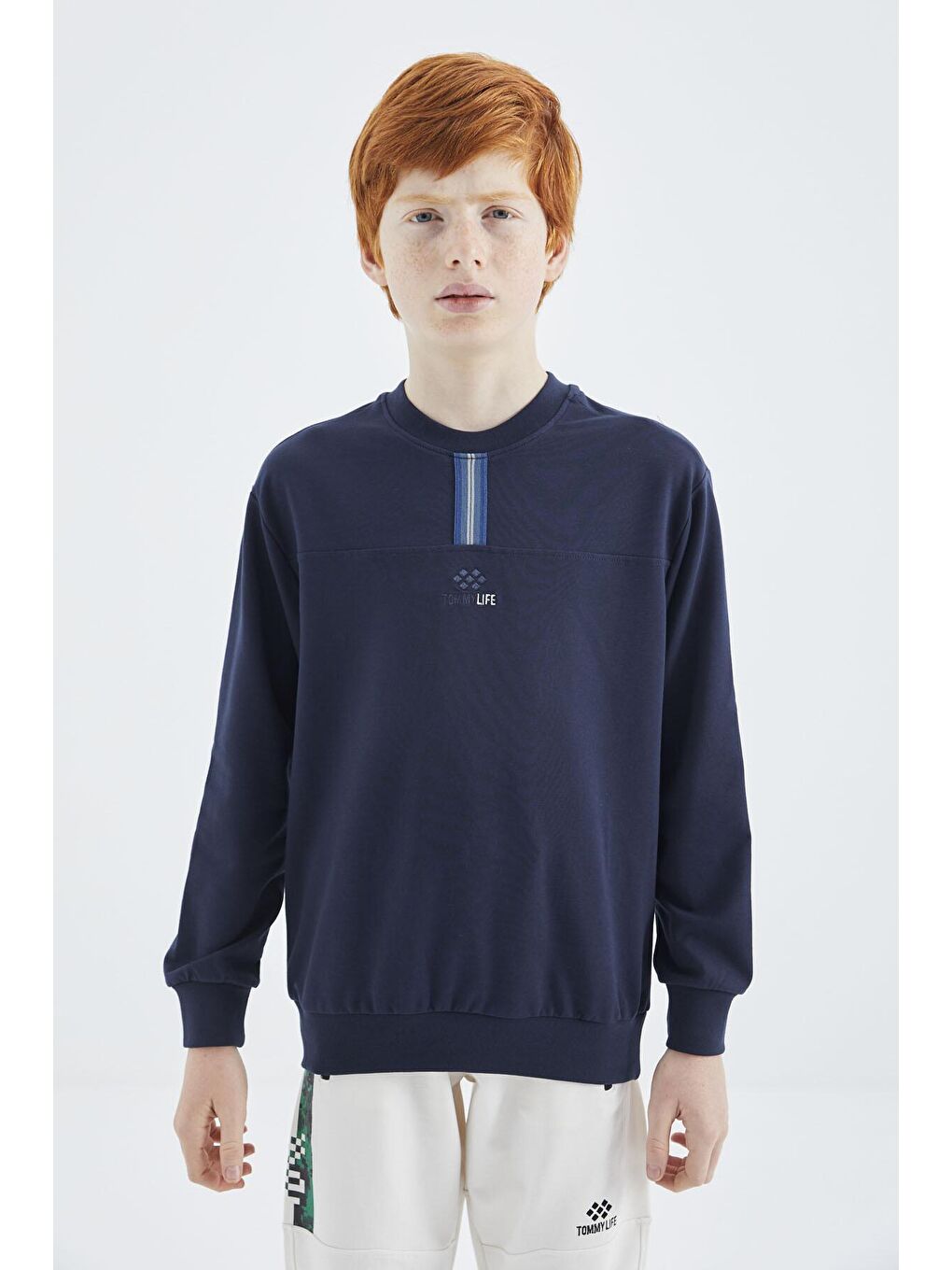 TOMMYLIFE İndigo O Yaka Erkek Çocuk Sweatshirt - 11178 - 1