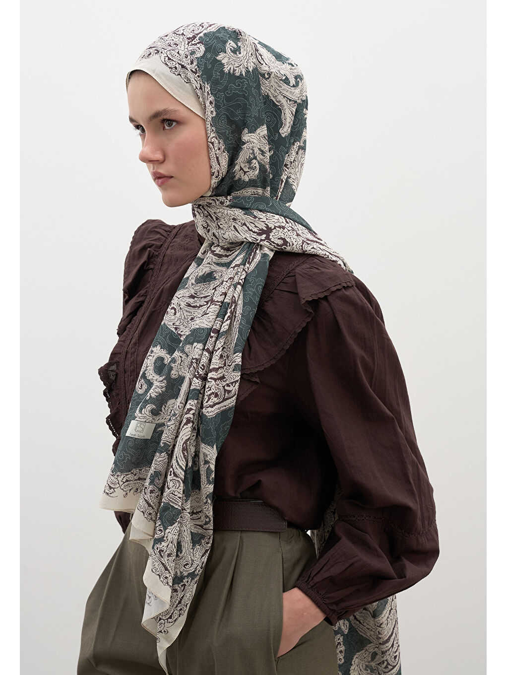 Wıld Paısley Desen Şal Derin Yeşil-2