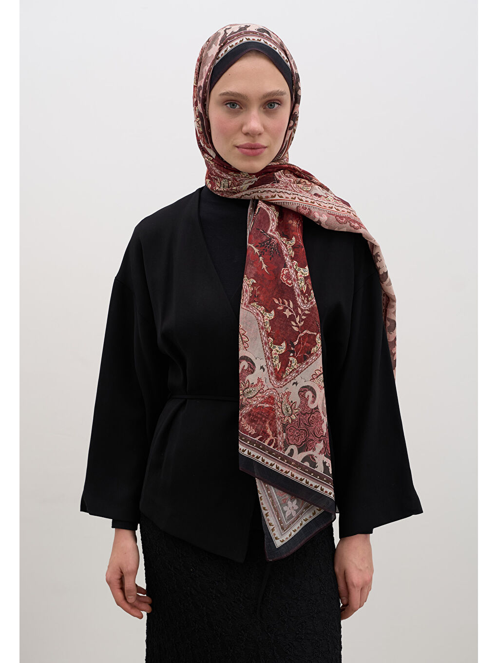 Arıane Desen Şal Kırmızı