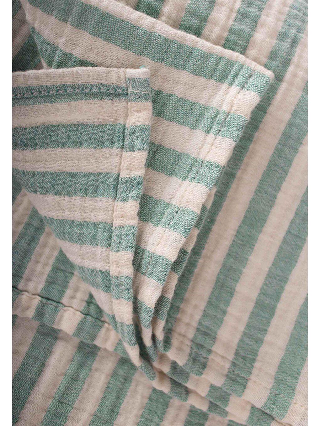 Naturel Battaniye 90X100Cm Yeşil Kalın Çizgili-2