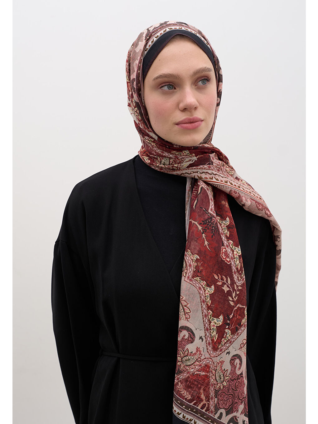 Arıane Desen Şal Kırmızı-1
