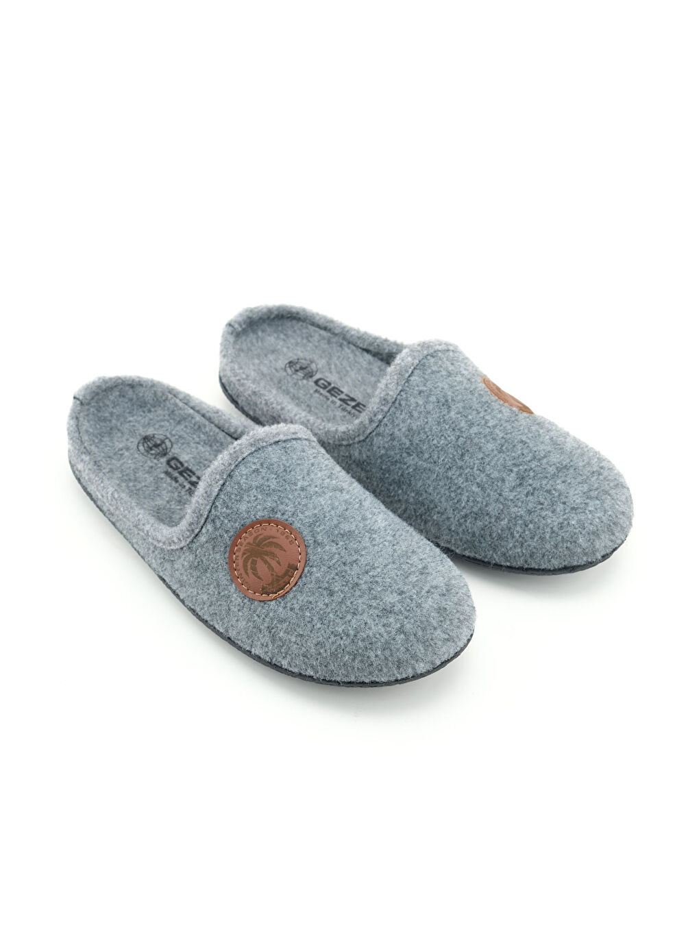 Gri Erkek Kışlık Keçe Çıkarılabilir İç Taban Rahat Ev Bahçe Gondol Terlik-2