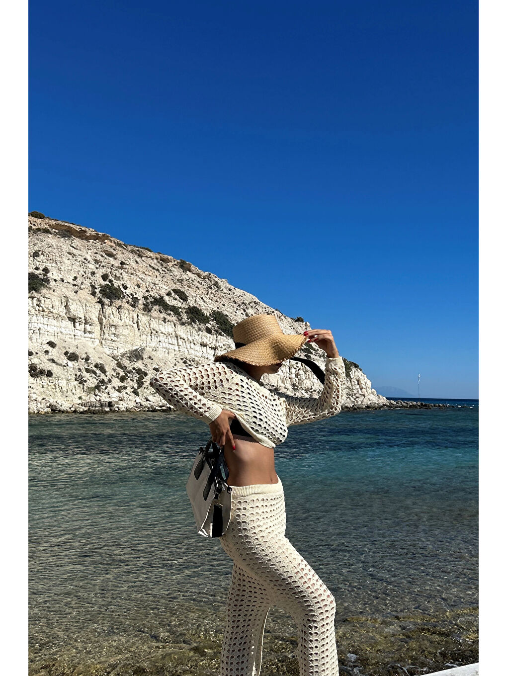 Kadın Bej Ajurlu Crop Etek Takım 0999-23119-7