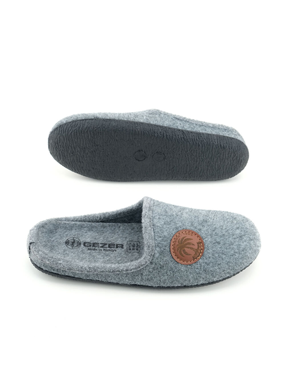 Gri Erkek Kışlık Keçe Çıkarılabilir İç Taban Rahat Ev Bahçe Gondol Terlik-4