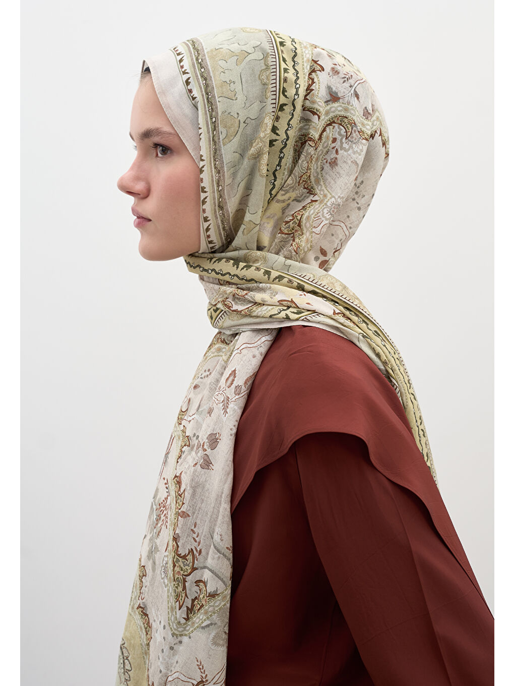 Arıane Desen Şal Soft Yeşil-3