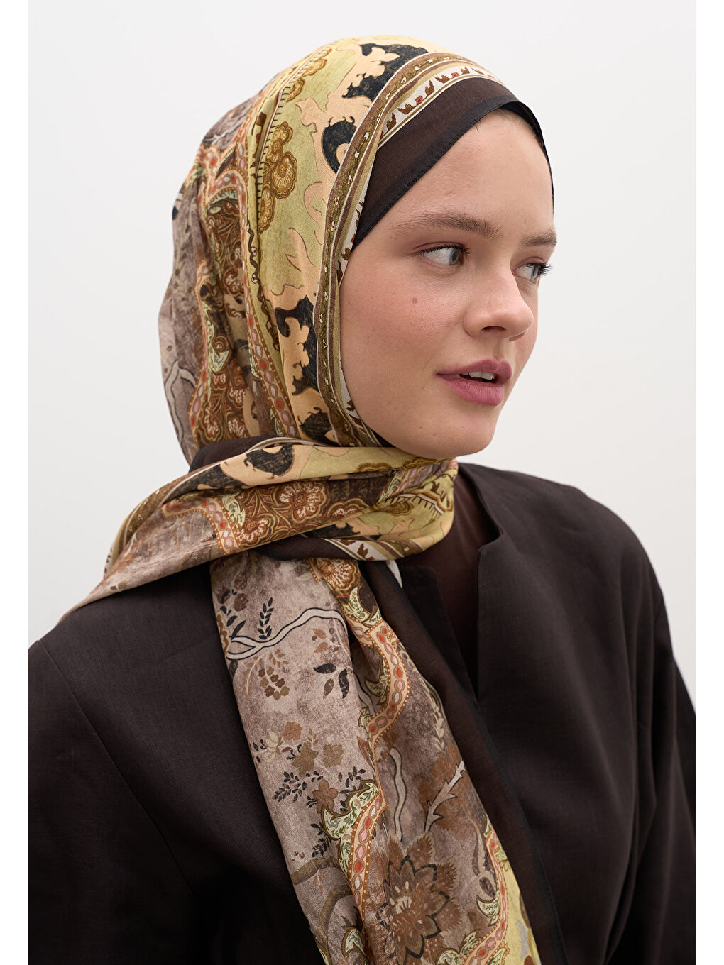 Kahverengi Arıane Desen Şal Acı Kahve-1