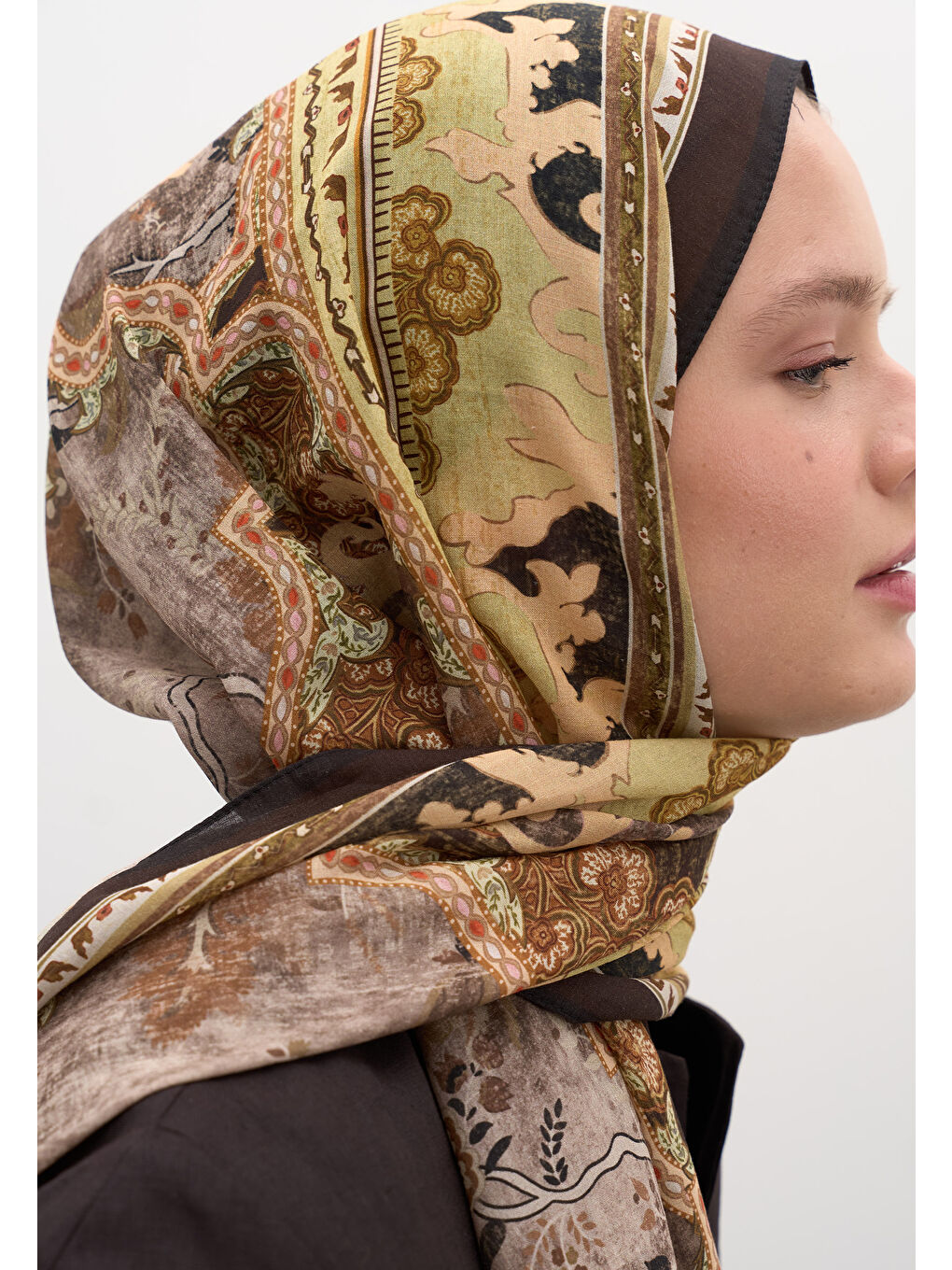 Kahverengi Arıane Desen Şal Acı Kahve-2