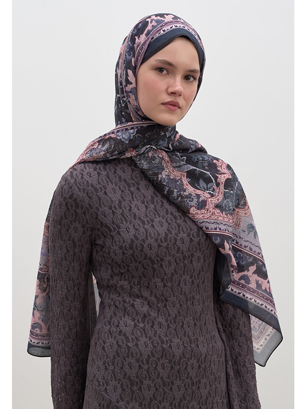 Arıane Desen Şal Mor-1