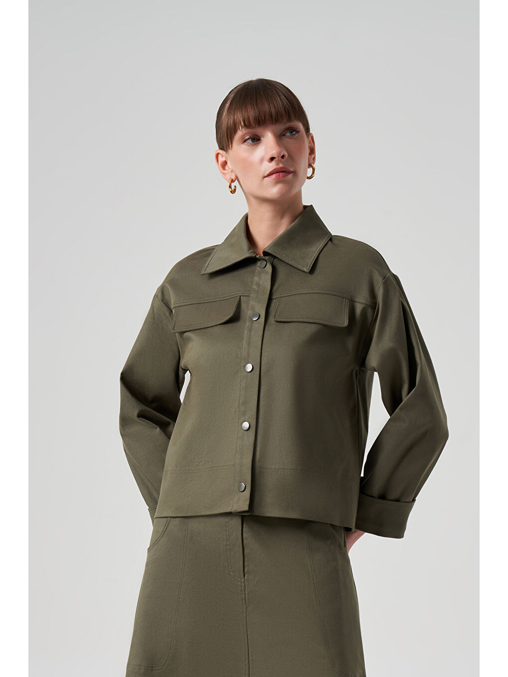 Çıtçıtlı Kısa Ceket 6025 Haki-1