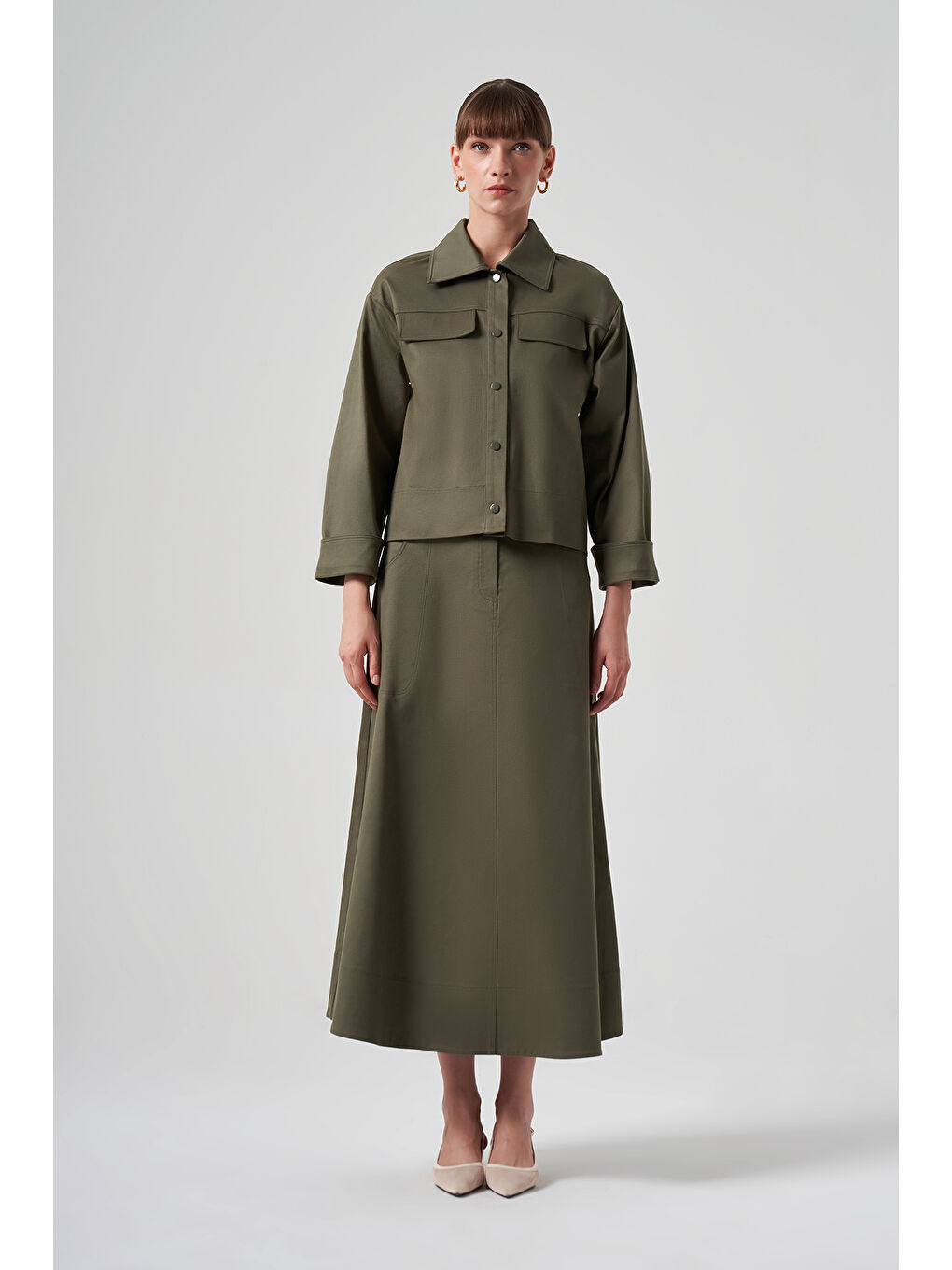 Çıtçıtlı Kısa Ceket 6025 Haki-3