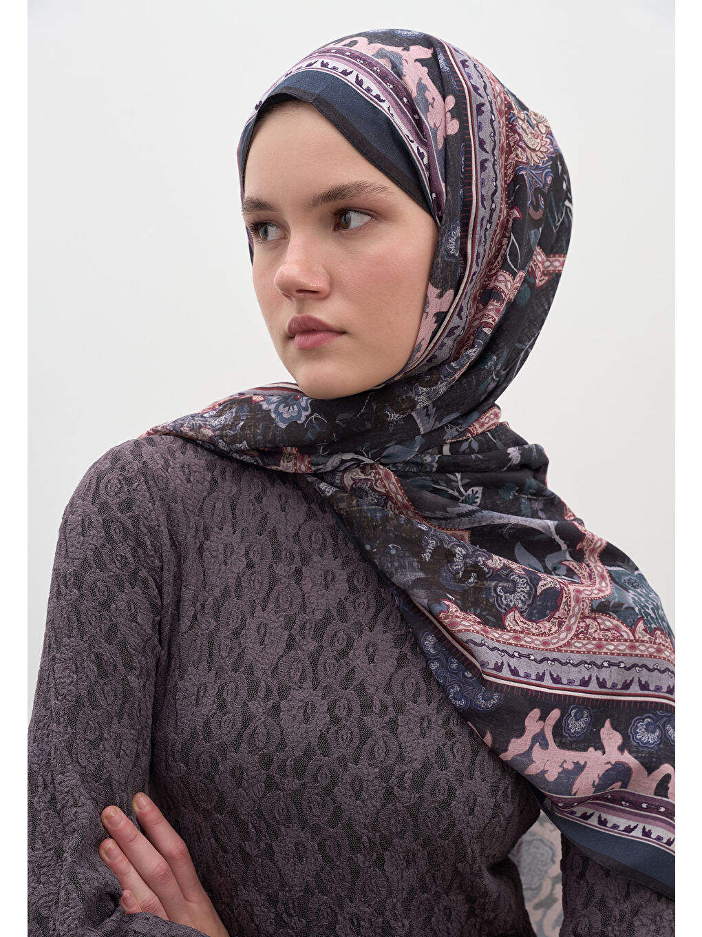 Arıane Desen Şal Mor-2