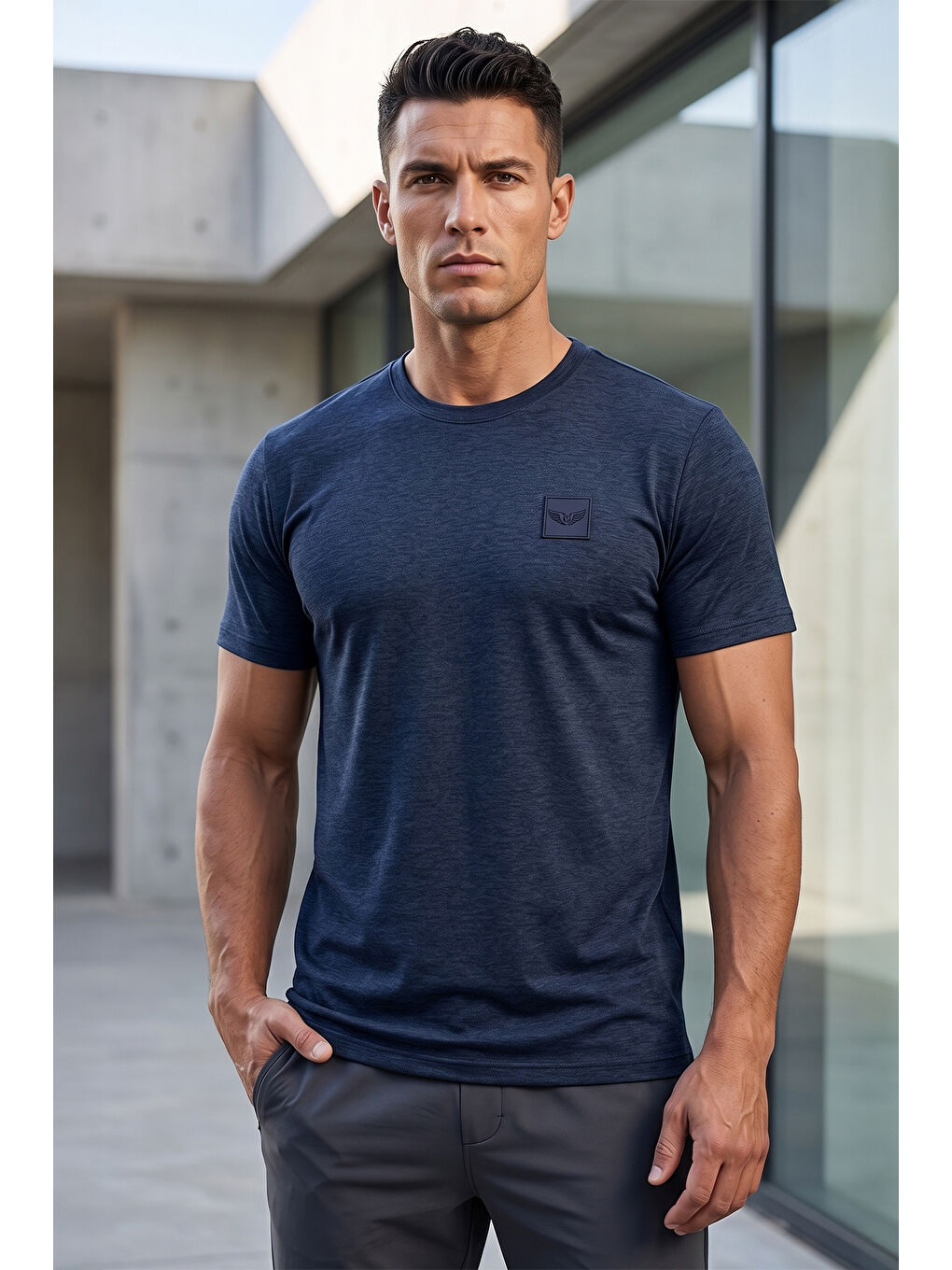 Erkek Pamuklu Tişört 2002 Koyu Lacivert-3