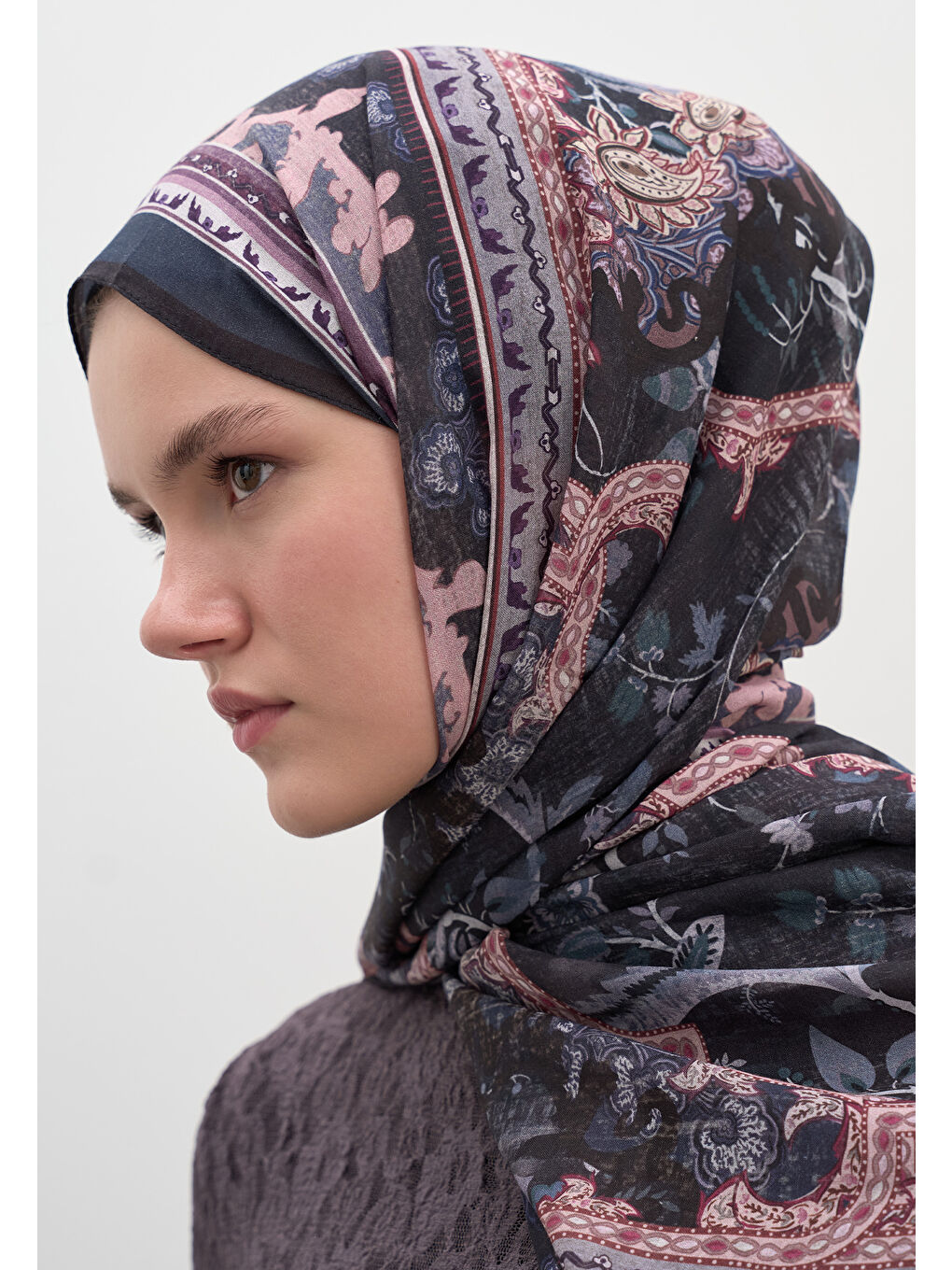 Arıane Desen Şal Mor-3