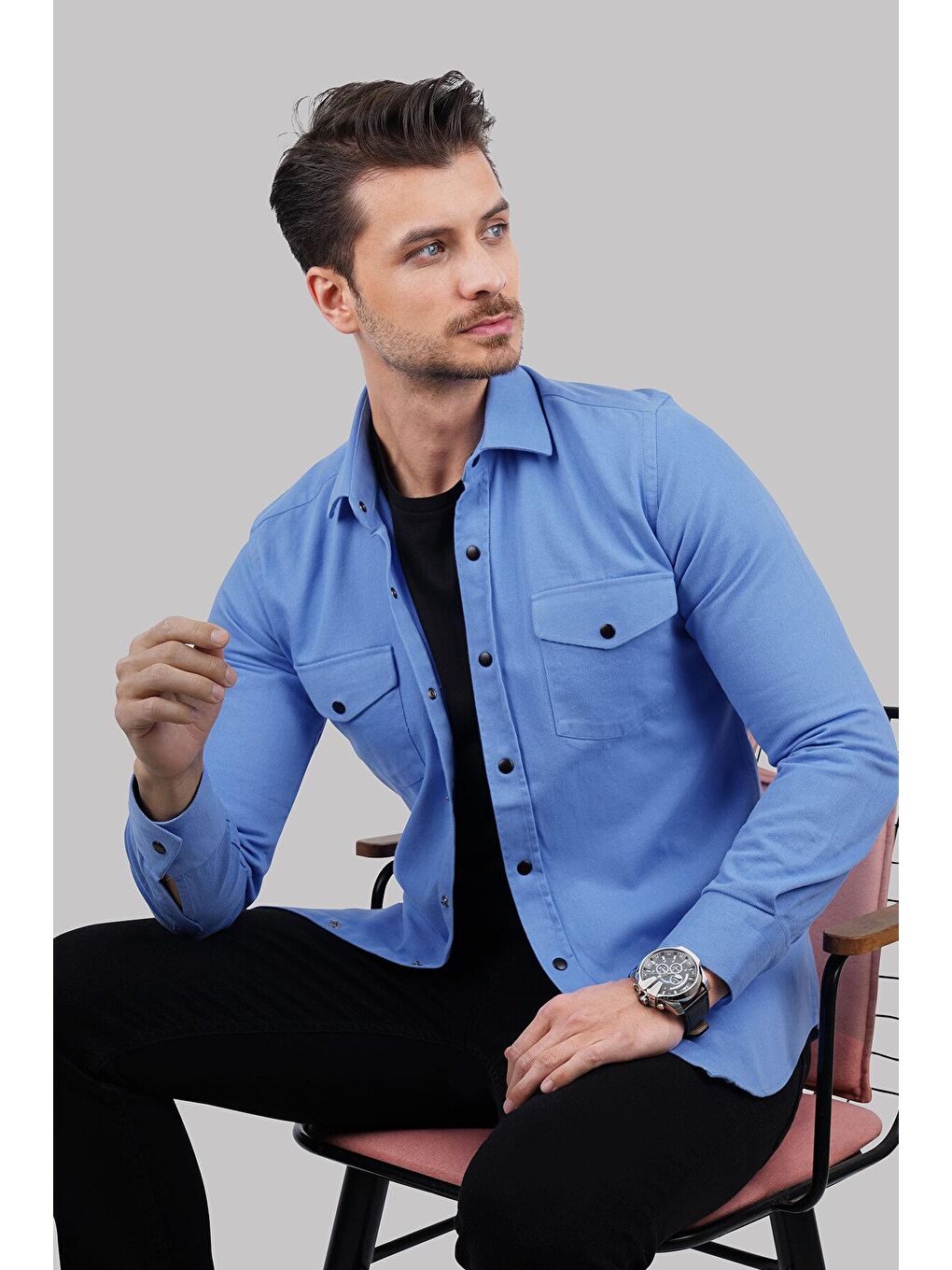 Mavi Slimfit Hediye Kutulu Gerçek Jean Gömlek-2