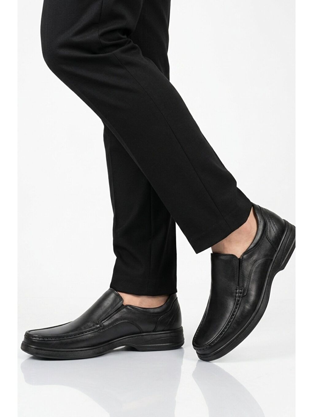 Siyah Hakiki Deri Erkek Casual Ayakkabı 076 M-1