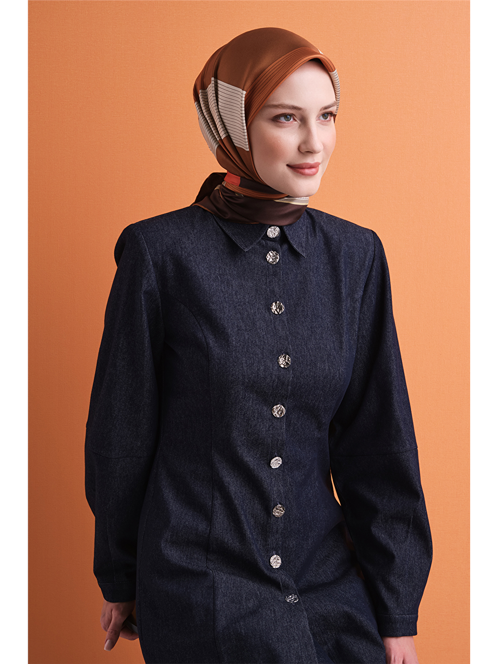 Kahverengi Saf İpek Twill Eşarp 9610d 86